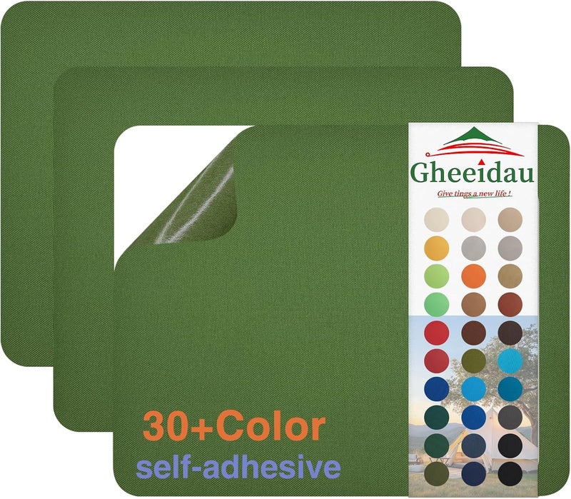 Gheeidau Canvas Repair Patch 9×11 Inch 3Pcs Waterproof Self-Adhesive Fabric Repair Patch for Tents,Boat Cover,Pop Up Canopy,Patio,Bags,Car Seats,Sofas,Furniture Cover(Army Green) - Image 1